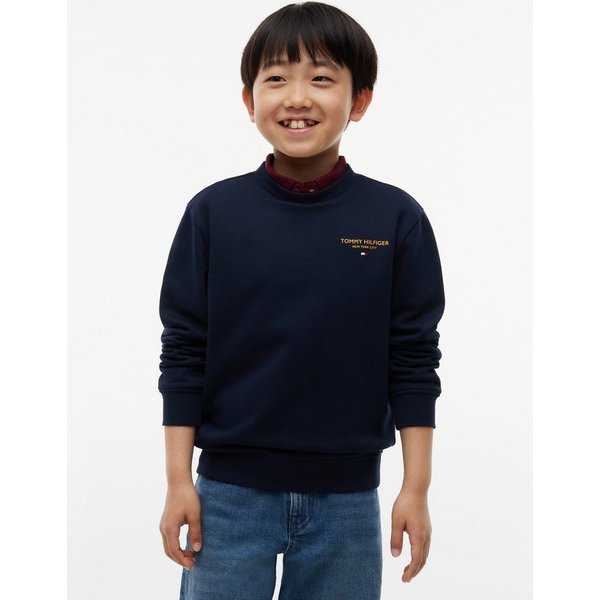 Tommy Hilfiger Sweatshirt ESSENTIAL LOGO SWEATSHIRT Rundhalsausschnitt, Regular Fit, Logoschriftzug, Kinder bis 16 Jahre