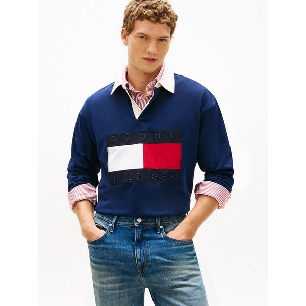 Tommy Hilfiger Sweatshirt FLAG RUGBY Regular fit mit Polokragen Poloshirt Iconic Retro