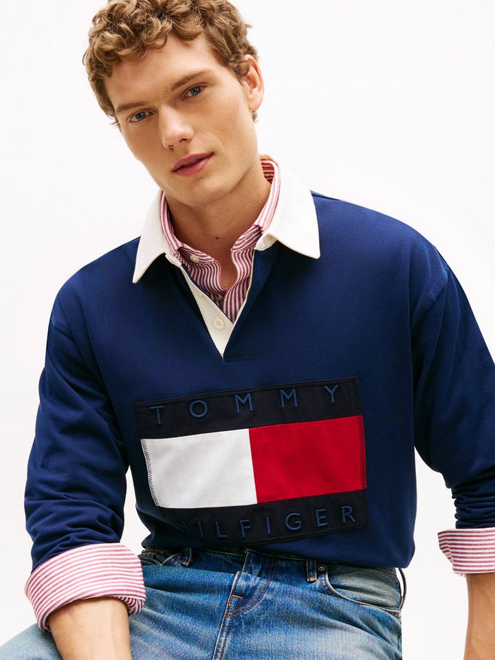 Tommy Hilfiger Sweatshirt FLAG RUGBY Regular fit mit Polokragen Poloshirt Iconic Retro – Bild 2 von 5