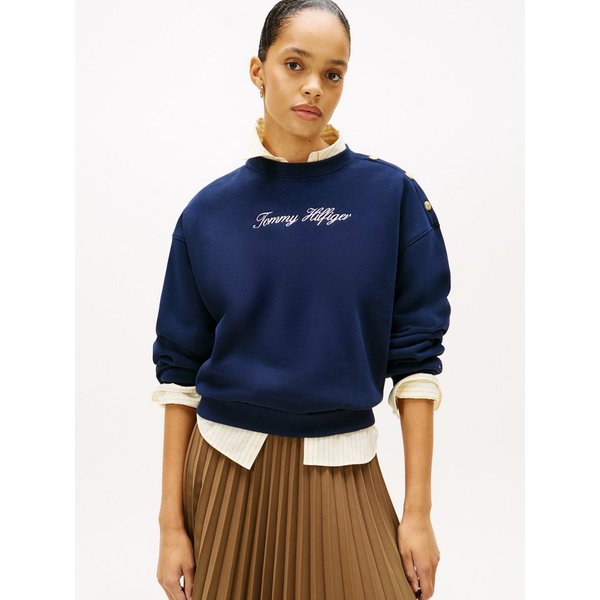 Tommy Hilfiger Sweatshirt GOLD BTN SCRIPT FLEECE SWTSRT mit goldfarbenen Knöpfen