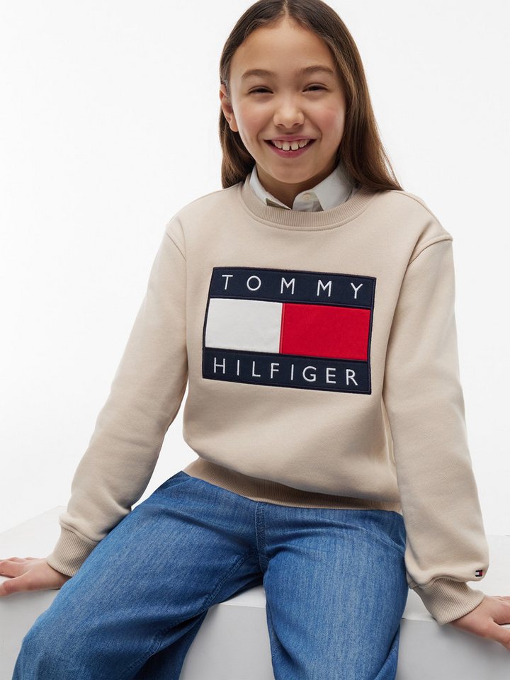 Tommy Hilfiger Sweatshirt Regular Fit, Kinder bis 16 Jahre, Logo-Applikation – Bild 3 von 5
