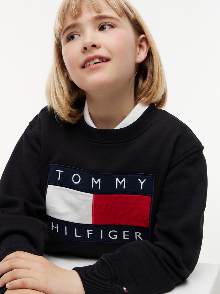 Tommy Hilfiger Sweatshirt Regular Fit, Kinder bis 16 Jahre, Logo-Applikation – Bild 3 von 5