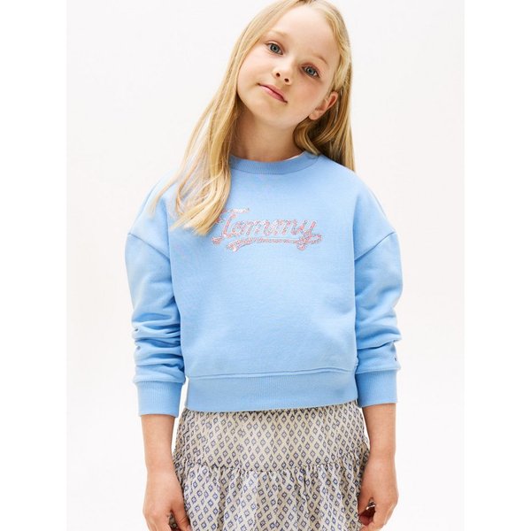 Tommy Hilfiger Sweatshirt TOMMY SCRIPT SEQUIN SWEATSHIRT für Kinder bis 16 Jahre, Logo-Schriftzug mit bunten Pailletten