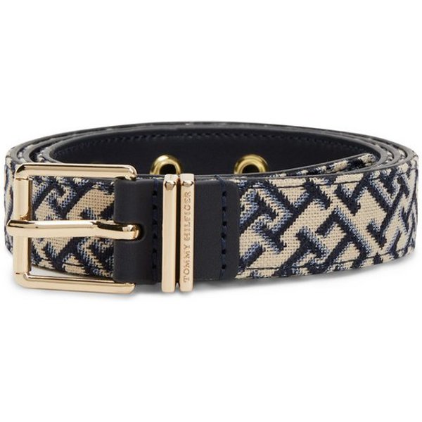 Tommy Hilfiger Synthetikgürtel TH SQUARE Jacquard-Gürtel mit doppelter Gürtelschlaufe und eckiger Schnalle