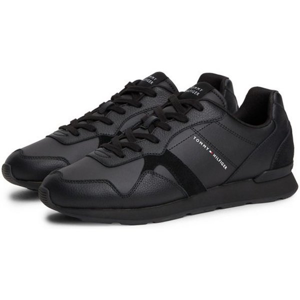 Tommy Hilfiger T HILFIGER CORE LTH RUNNER Sneaker Freizeitschuh, Halbschuh, Schnürer mit Kontrastbesatz an der Ferse
