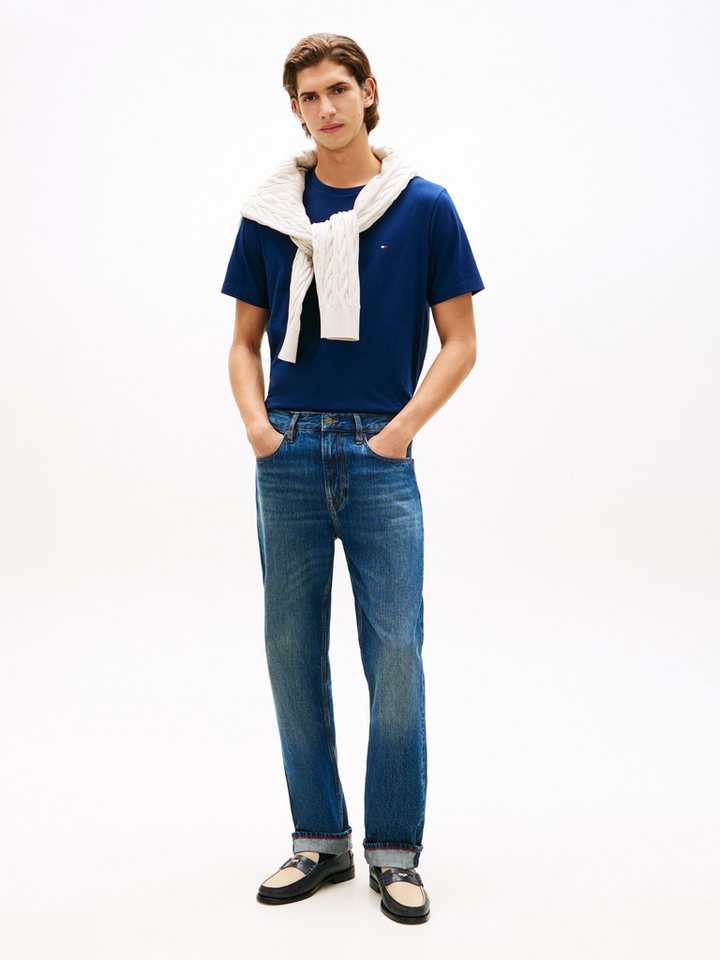 Tommy Hilfiger T-Shirt ESSENTIAL REGULAR FIT SOLID mit Stickerei unifarben, casual, Baumwolle, Rundhals – Bild 3 von 5