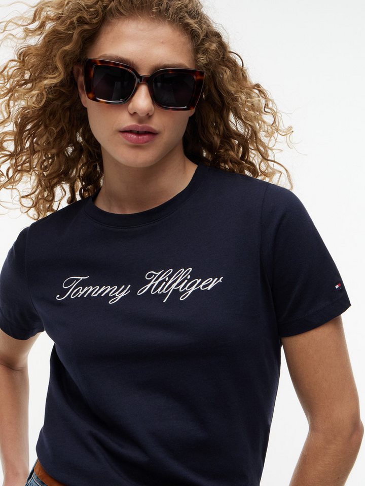 Tommy Hilfiger T-Shirt NOS SCRIPT REGULAR C-NK SHORT SLEEVE mit Rundhals und kontrastfarbener Stickerei, Regular Fit – Bild 3 von 5