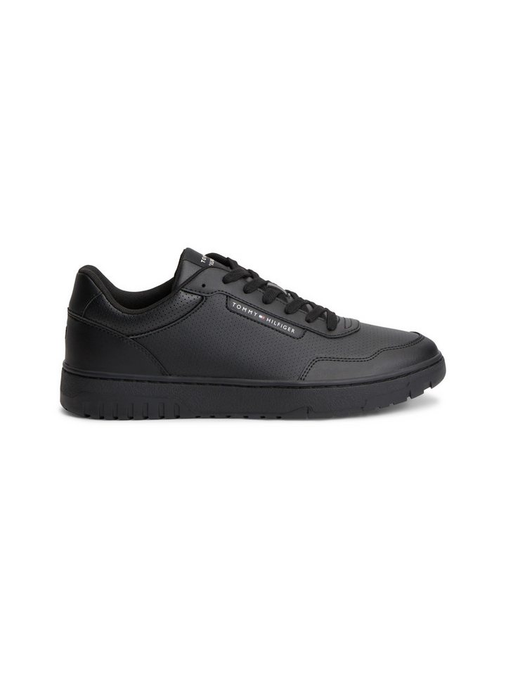 Tommy Hilfiger TH BASKET CORE LEATHER Sneaker Halbschuh, Schnürer mit Perforation am gepolsterten Schaftrand – Bild 4 von 5