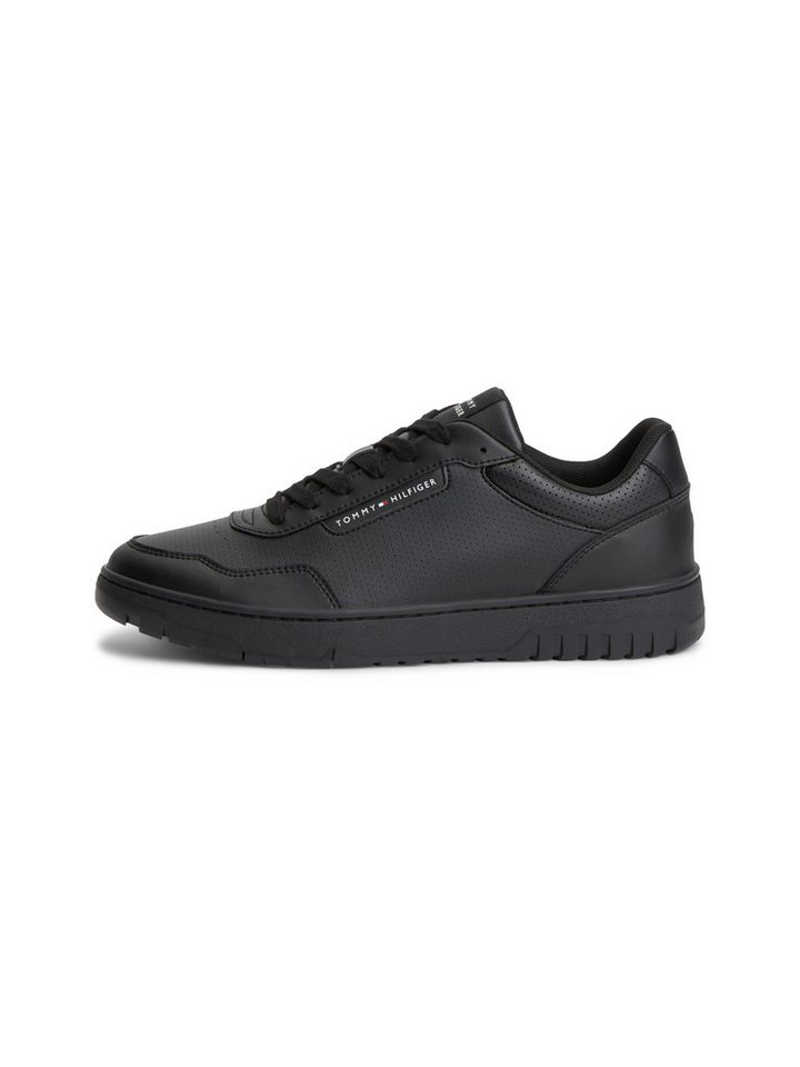 Tommy Hilfiger TH BASKET CORE LEATHER Sneaker Halbschuh, Schnürer mit Perforation am gepolsterten Schaftrand – Bild 5 von 5