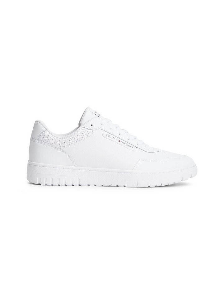 Tommy Hilfiger TH BASKET CORE LEATHER Sneaker Halbschuh, Schnürer mit Perforation am gepolsterten Schaftrand – Bild 4 von 5
