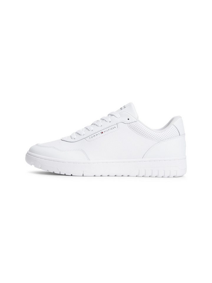 Tommy Hilfiger TH BASKET CORE LEATHER Sneaker Halbschuh, Schnürer mit Perforation am gepolsterten Schaftrand – Bild 5 von 5