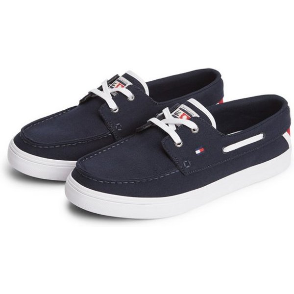 Tommy Hilfiger TH BOAT VULC SNEAKER CANVAS Bootsschuh Schnürschuh, Halbschuh mit Kontrastbesätzen und Durchzügen