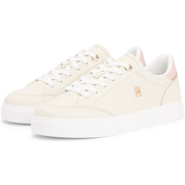 Tommy Hilfiger TH CHIC CUPSOLE Plateausneaker Freizeitschuh, Halbschuh, Schnürschuh mit goldfarbenem TH-Logo