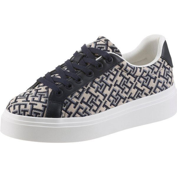 Tommy Hilfiger TH CHIC PLATFORM MONOGRAM Plateausneaker Freizeitzeitschuh, Halbschuh, Schnürschuh mit Allover-Logodruck