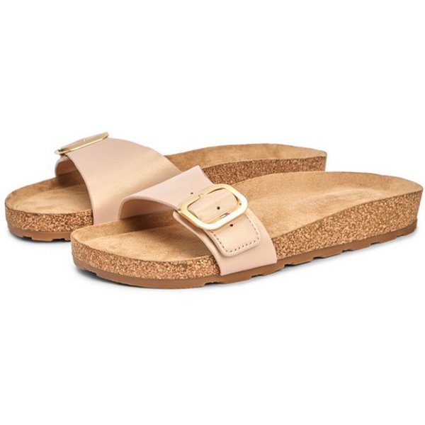 Tommy Hilfiger TH CLASSIC CORK SANDAL PEARL LTH Pantolette Strandschuh, Pool Slides, Flat mit Logoemblem