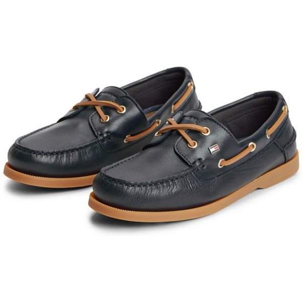 Tommy Hilfiger TH FLAG BOAT SHOE CORE LEATHER Bootsschuh Schnürschuh, Sommerschuh mit modischen Durchzügen