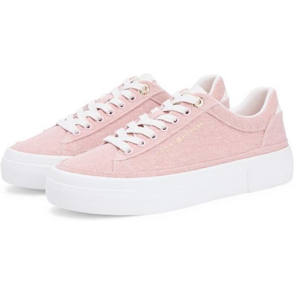 Tommy Hilfiger TH FOXING PLATFORM WASHED CANVAS Plateausneaker Freizeitschuh, Halbschuh, Schnürschuh im angesagten Jeans-Look