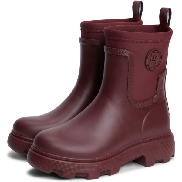 Tommy Hilfiger TH STAMP WARM ANKLE RAIN BOOT Gummistiefelette Blockabsatz, Regenboots mit TH-Logoemblem