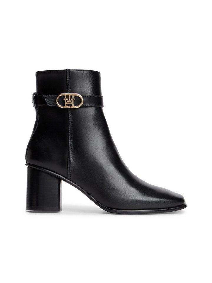 Tommy Hilfiger TH STRAP LEATHER BLOCK HEEL BOOT Stiefelette Herbstschuh, Businessschuh mit goldfarbenem Schmuckelement – Bild 4 von 5