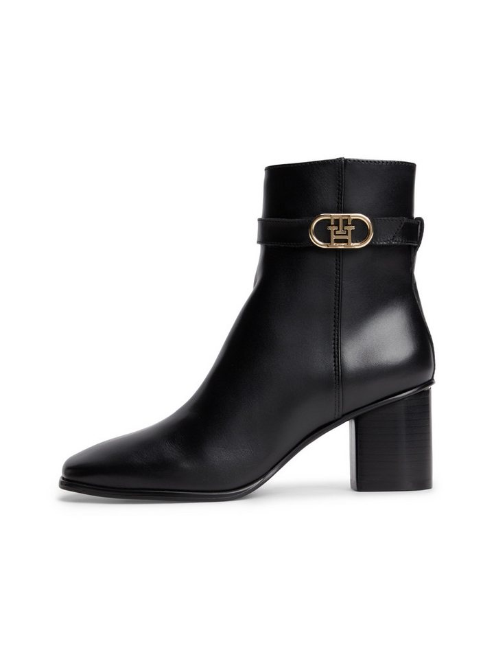 Tommy Hilfiger TH STRAP LEATHER BLOCK HEEL BOOT Stiefelette Herbstschuh, Businessschuh mit goldfarbenem Schmuckelement – Bild 5 von 5