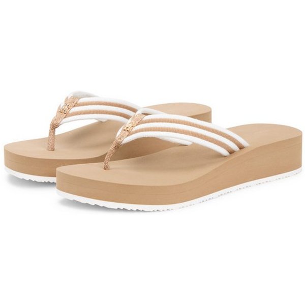 Tommy Hilfiger TH STRIPE SUMMER SANDAL Zehentrenner Sommerschuh, Dianette, Plateauschuh mit gestreifter Bandage
