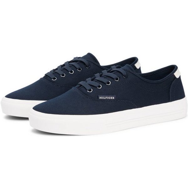 Tommy Hilfiger TH VULC CUP CVS Sneaker Freizeitschuh, Halbschuh, Schnürschuh mit Kontrastbesatz an der Ferse