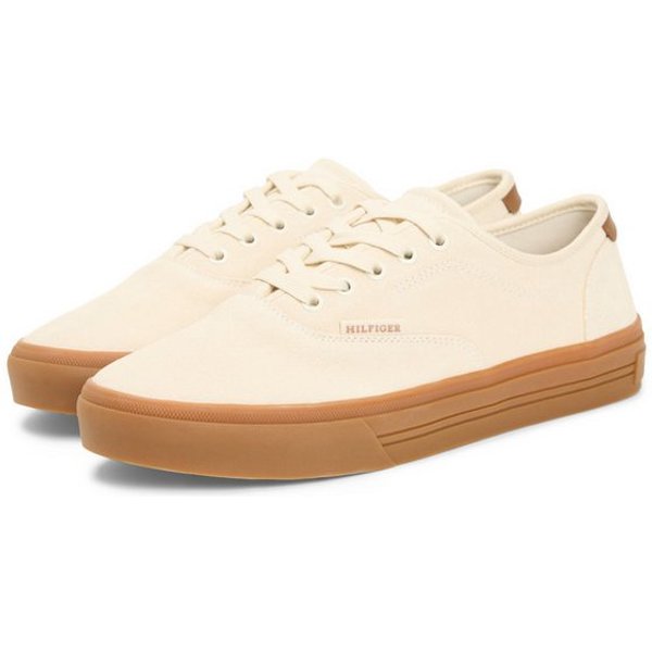 Tommy Hilfiger TH VULC CUP SUEDE Sneaker Freizeitschuh, Halbschuh, Schnürschuh mit honigfarbener Plateausohle