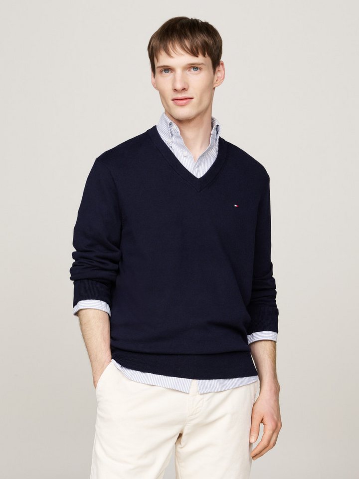 Tommy Hilfiger V-Ausschnitt-Pullover PIMA ORG CTN CASHMERE V NECK – Bild 2 von 5