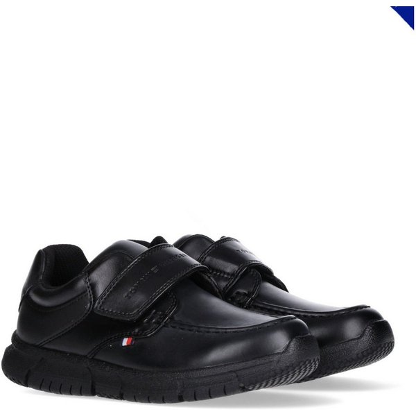 Tommy Hilfiger WMS = weit, für kräftige Füße Klettschuh festlicher Sneaker, Halbschuh mit Logoprägung auf dem Klettriegel
