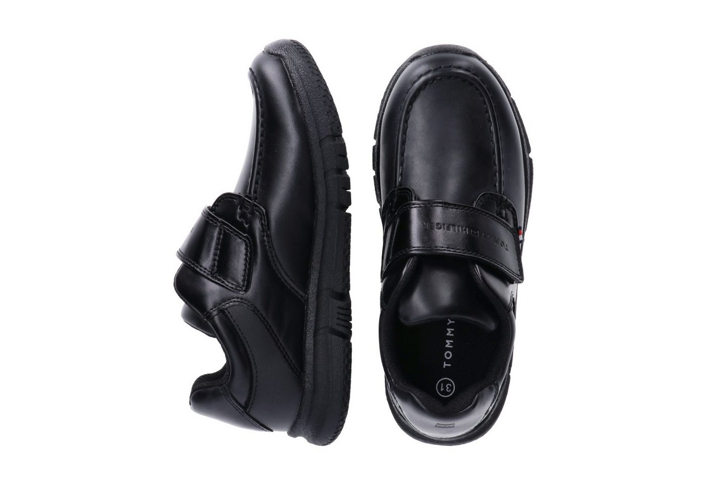 Tommy Hilfiger WMS = weit, für kräftige Füße Klettschuh festlicher Sneaker, Halbschuh mit Logoprägung auf dem Klettriegel – Bild 2 von 5