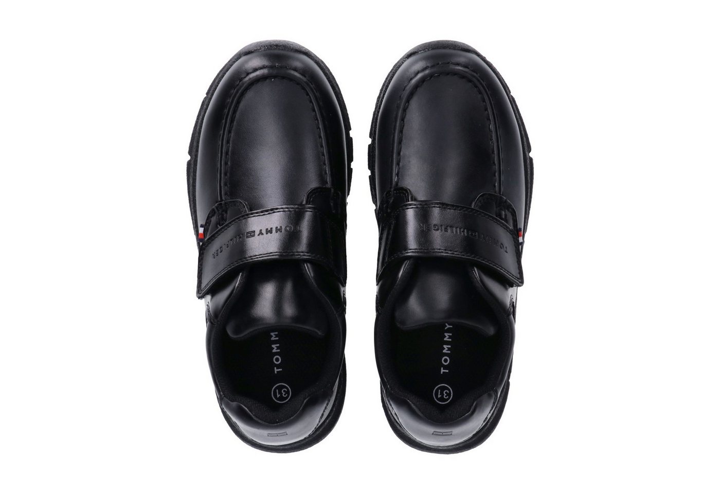 Tommy Hilfiger WMS = weit, für kräftige Füße Klettschuh festlicher Sneaker, Halbschuh mit Logoprägung auf dem Klettriegel – Bild 5 von 5