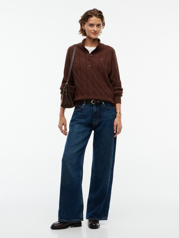 Tommy Hilfiger Wollpullover SOFT WOOL CABLE MK-NK HENLEY Wolle, mit Zopfmuster – Bild 4 von 5