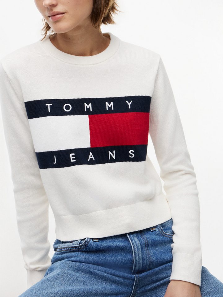 Tommy Jeans Rundhalspullover TJW FLAG CREW NECK SWEATER EXT Baumwolle, Flag Strickmuster – Bild 2 von 5