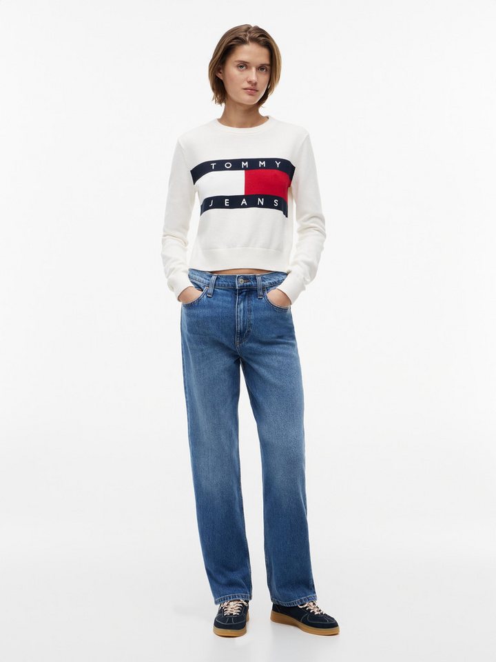 Tommy Jeans Rundhalspullover TJW FLAG CREW NECK SWEATER EXT Baumwolle, Flag Strickmuster – Bild 4 von 5