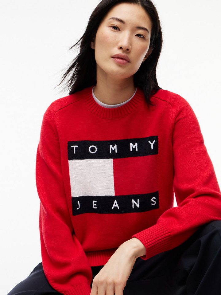 Tommy Jeans Rundhalspullover TJW FLAG SWEATER EXT Baumwollmischung – Bild 2 von 5