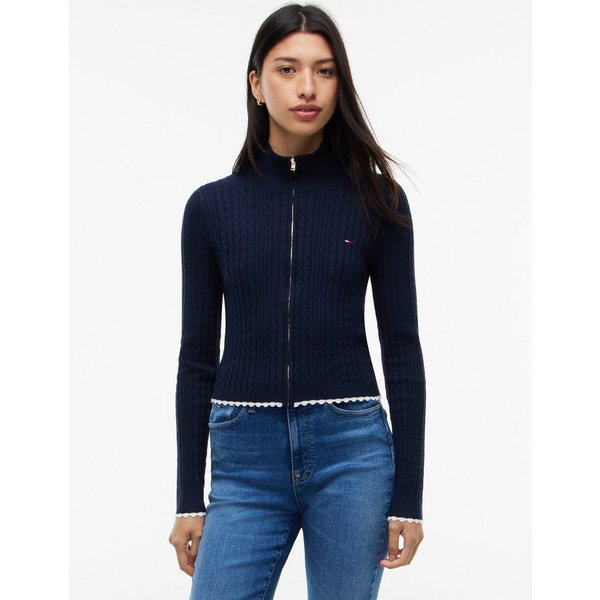 Tommy Jeans Strickjacke TJW MICRO CABLE ZIPTHRU SWTR EXT mit Zopfmuster und Stehkragen