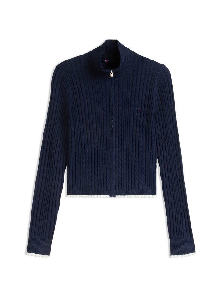 Tommy Jeans Strickjacke TJW MICRO CABLE ZIPTHRU SWTR EXT mit Zopfmuster und Stehkragen – Bild 5 von 5