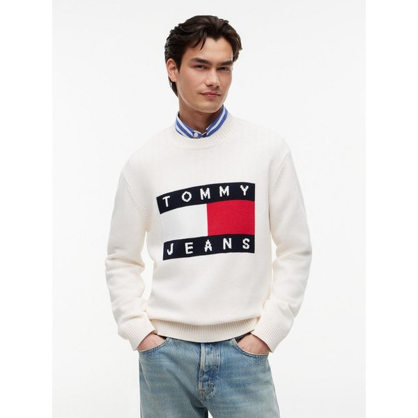 Tommy Jeans Strickpullover REGULAR FLAG SWEATER Regular fit mit Rundhalsausschnitt