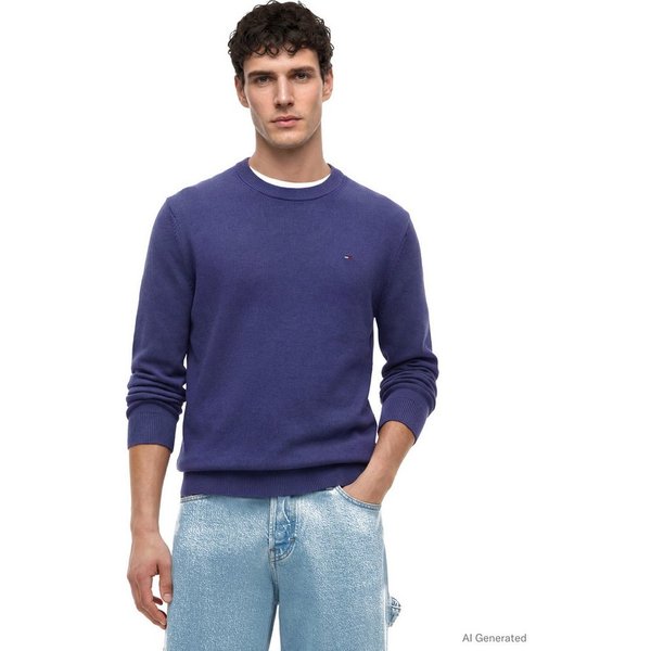 Tommy Jeans Strickpullover TJM SLIM FIT LIGHT SWEATER Slim fit mit Rundhalsausschnitt