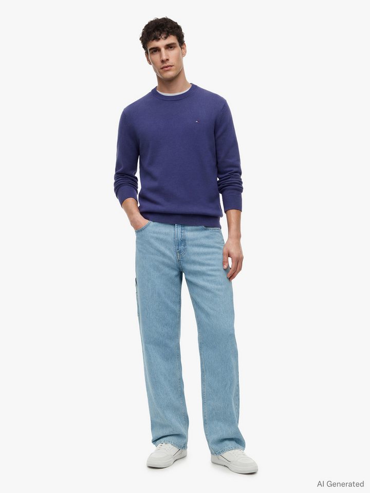 Tommy Jeans Strickpullover TJM SLIM FIT LIGHT SWEATER Slim fit mit Rundhalsausschnitt – Bild 4 von 5