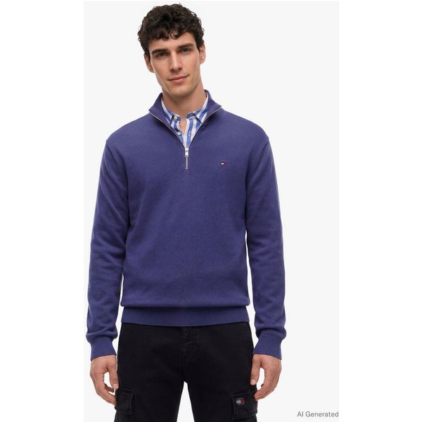 Tommy Jeans Strickpullover TJM SLM ESS LIGHT ¼ ZIP SWTR EXT Mit Rundhalsausschnitt