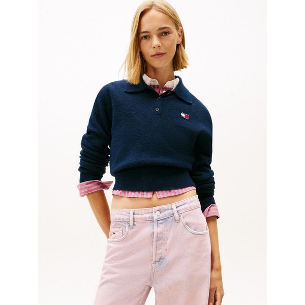 Tommy Jeans Strickpullover TJW FLUFFY POLO SWEATER mit Alpaka-Anteil