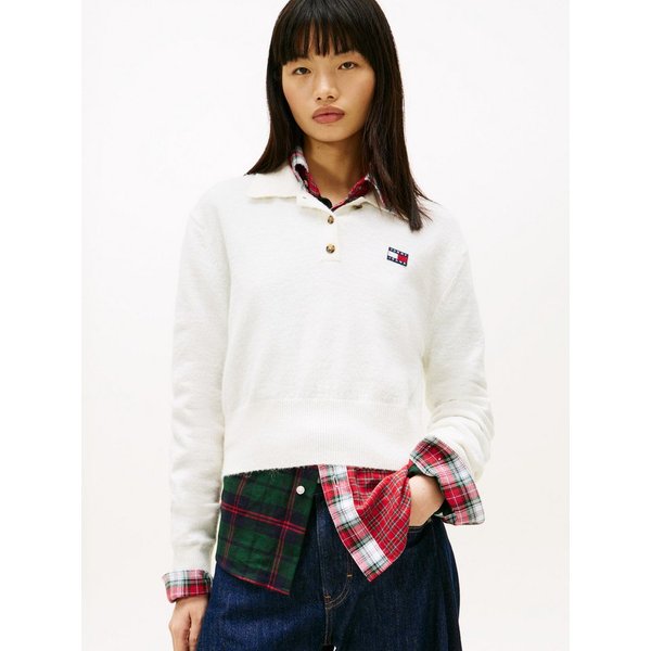 Tommy Jeans Strickpullover TJW FLUFFY POLO SWEATER mit Alpaka-Anteil