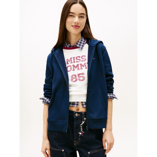 Tommy Jeans Sweatjacke TJW REGULAR S FLAG ZIP THRU aus Baumwollmix, Flag-Label