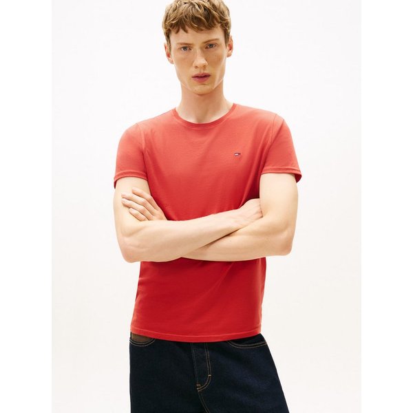 Tommy Jeans T-Shirt TJM ESSENTIAL SOLID mit Rundhalsausschnitt und dezenter Logo-Flag