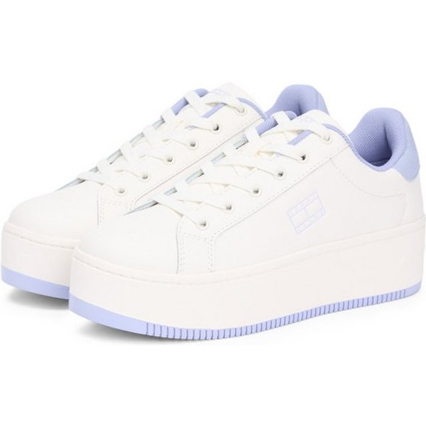 Tommy Jeans TJW FLATFORM ESS MU Plateausneaker, Freizeitschuh, Halbschuh, Schnürschuh mit Kontrastbesatz