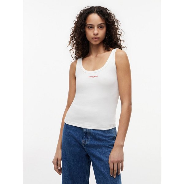 Tommy Jeans Trägertop TJW SLIM SCRIPT RIB TANK Baumwollmischung, slim fit, in gerippter Struktur, Logoschriftzug