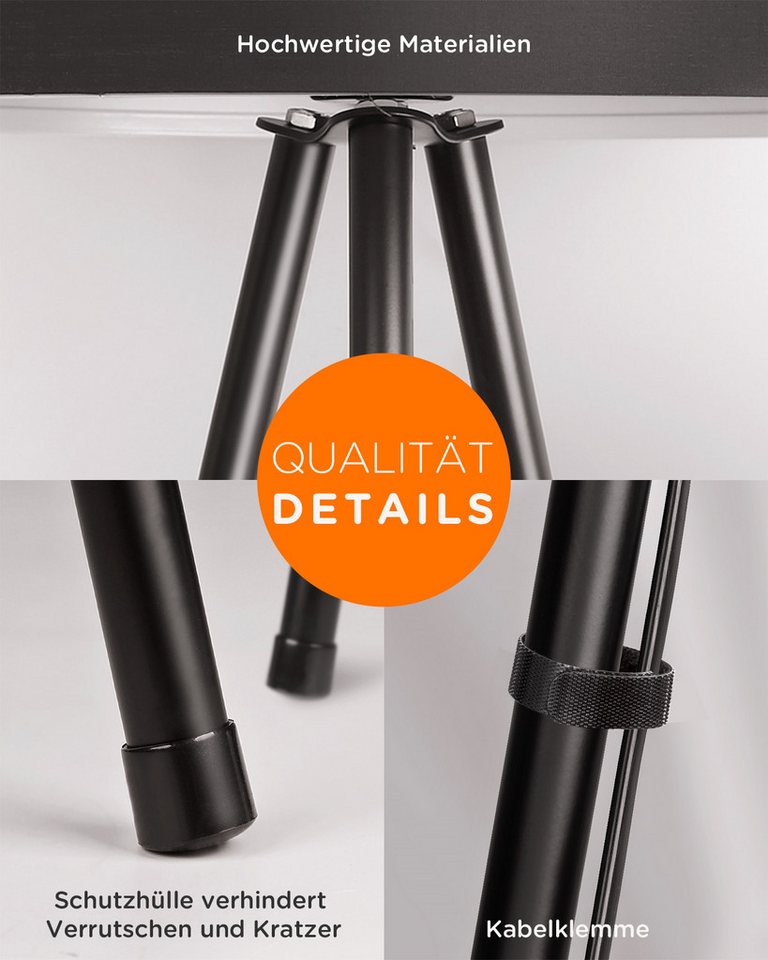Tomons LED Stehlampe Dimmbar, Stehleuchte mit Dreibeinstativ aus Metall, LED wechselbar – Bild 5 von 5