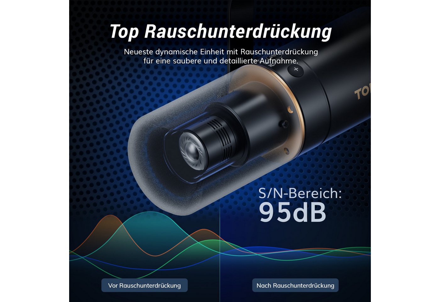 TONOR Mikrofon Dynamisches Microphone mit XLR/USB Kabel, Vocal Mic Gesangsmikrofon. – Bild 3 von 5