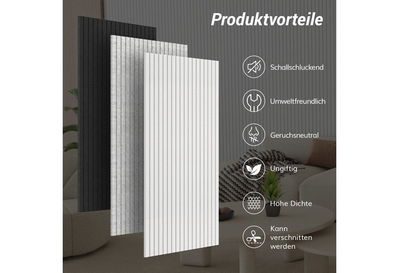 TONOR Schallschutzpaneel Akustikpaneele selbstklebend, 120x60x0.9 cm Schallschutz wand, (4-tlg) – Bild 4 von 5